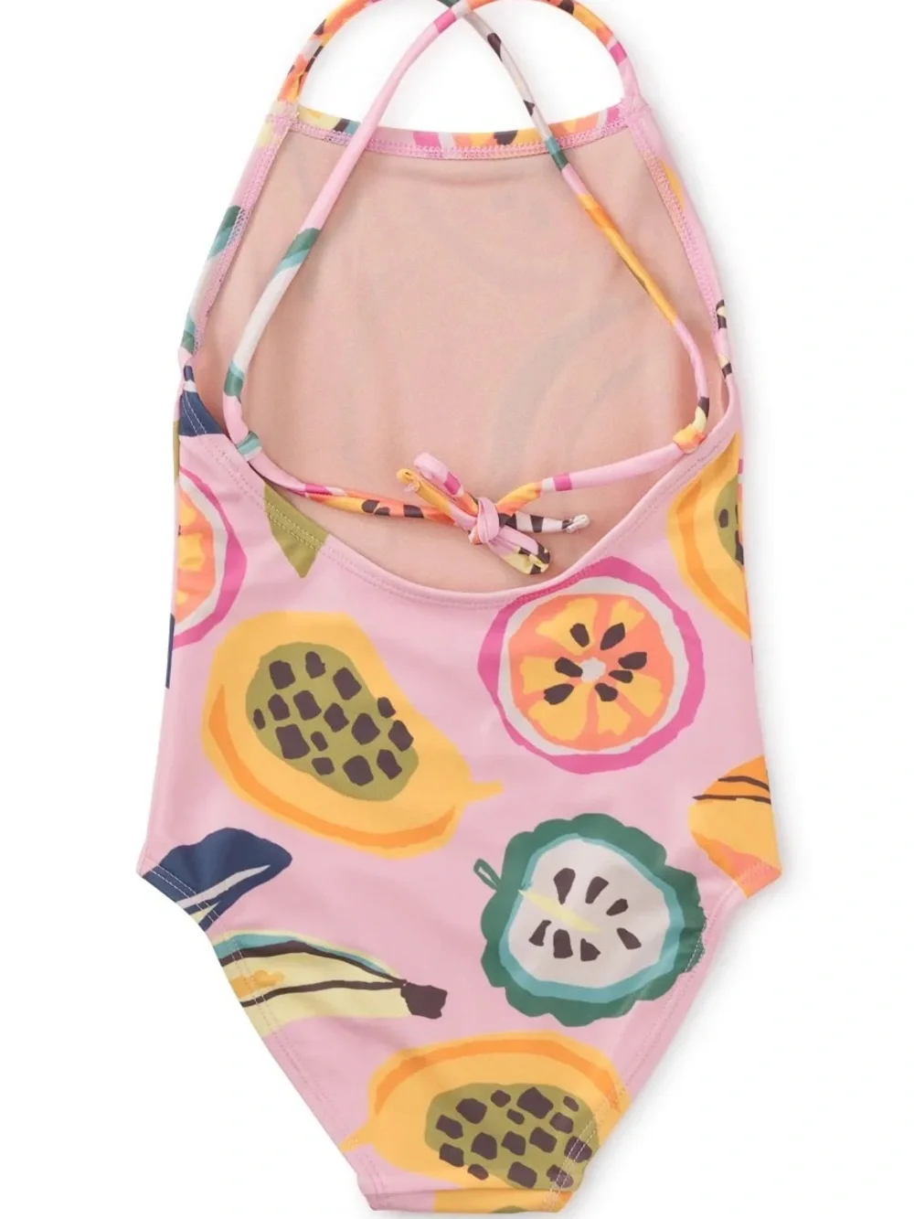 Tea Collection Cross Back Kids Pink Tropical Fruit One-Piece Swimsuit